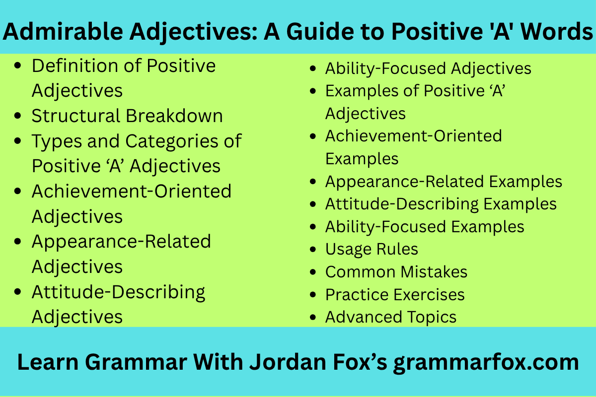 Admirable Adjectives: A Guide to Positive ‘A’ Words