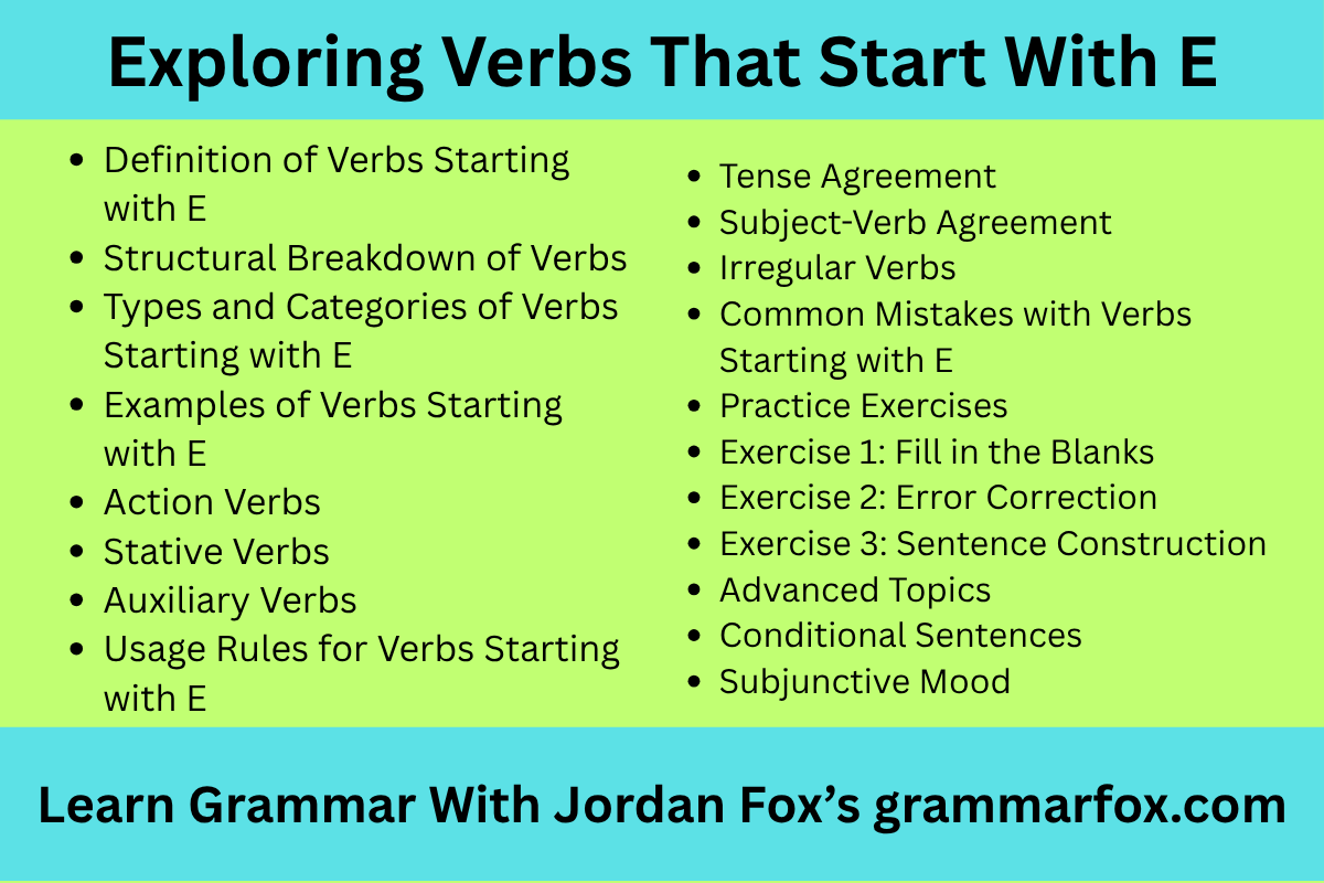 Exploring Verbs That Start With E