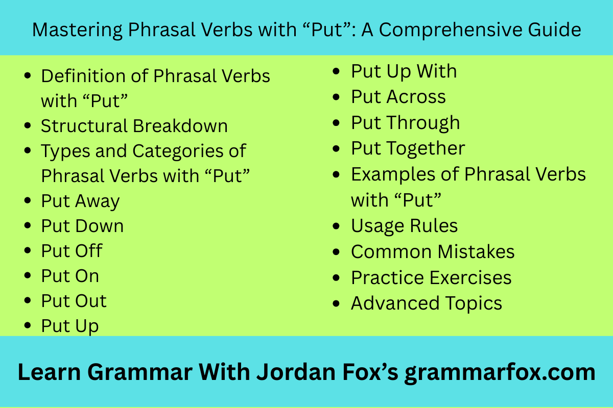 Mastering Phrasal Verbs with "Put": A Comprehensive Guide