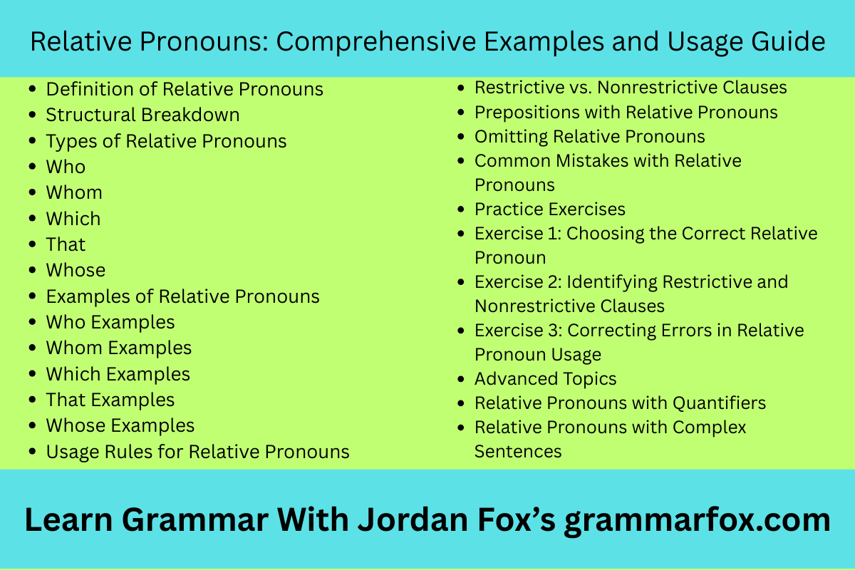 Relative Pronouns: Comprehensive Examples and Usage Guide