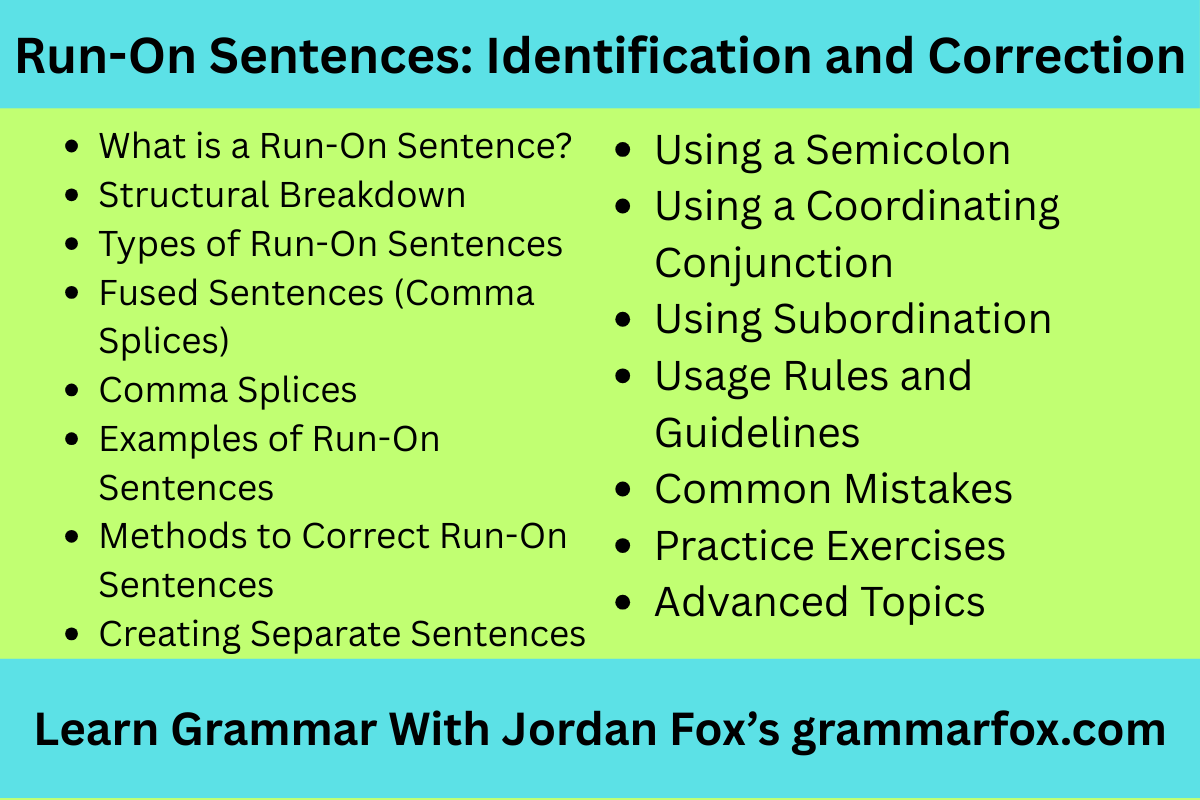 Run-On Sentences: Identification and Correction