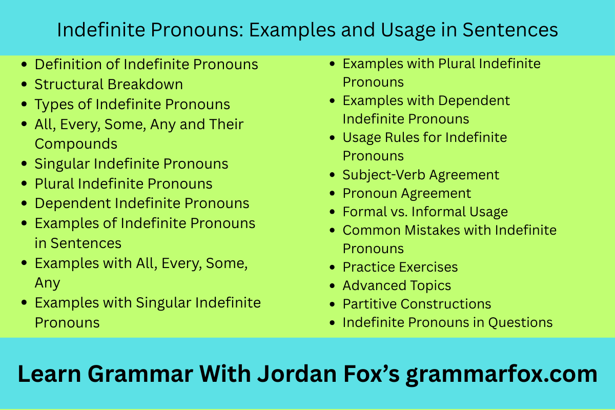 Indefinite Pronouns: Examples and Usage in Sentences