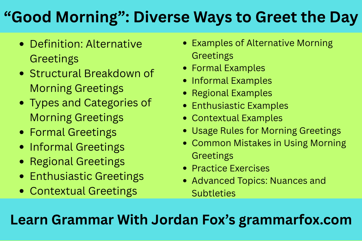 “Good Morning”: Diverse Ways to Greet the Day
