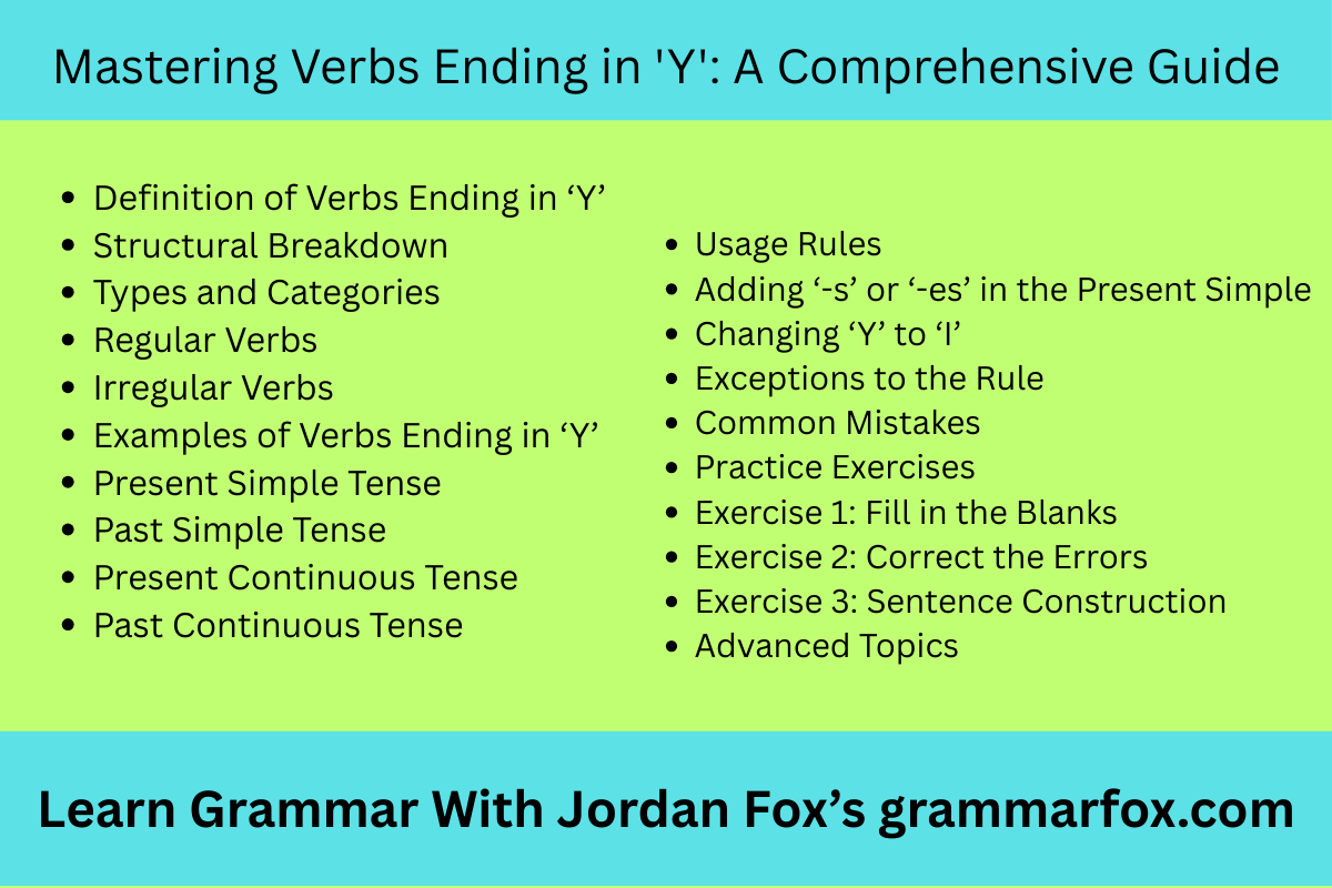Mastering Verbs Ending in 'Y': A Comprehensive Guide