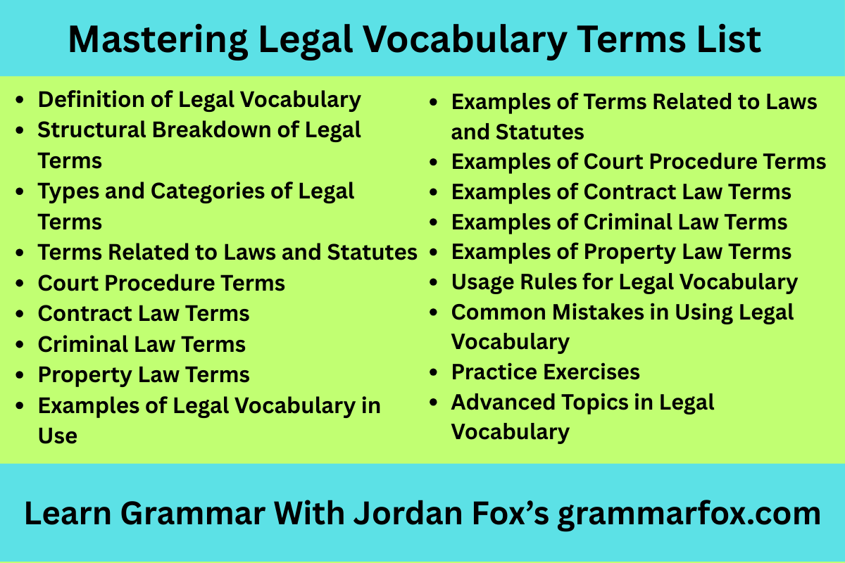 Mastering Legal Vocabulary Terms List