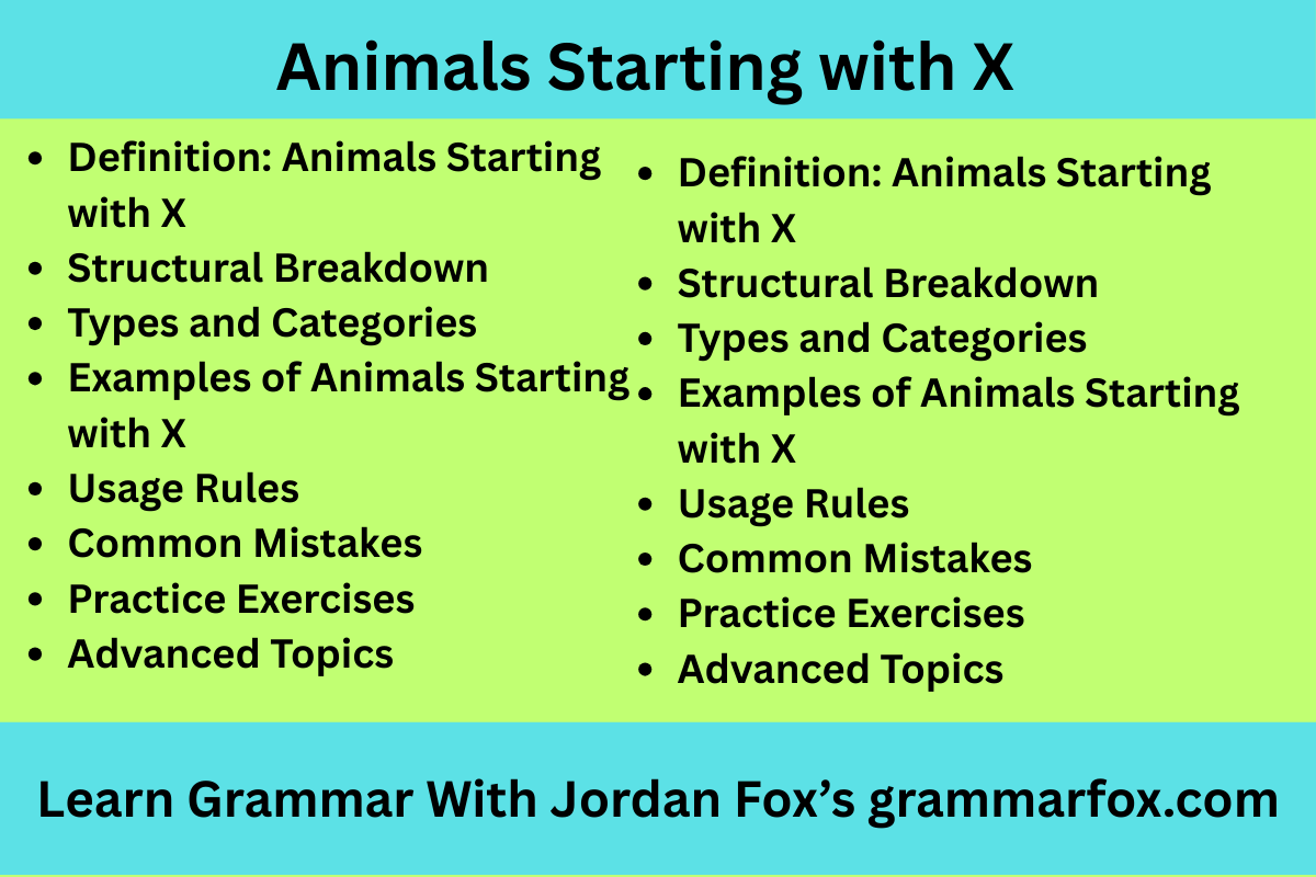 Animals Starting with X