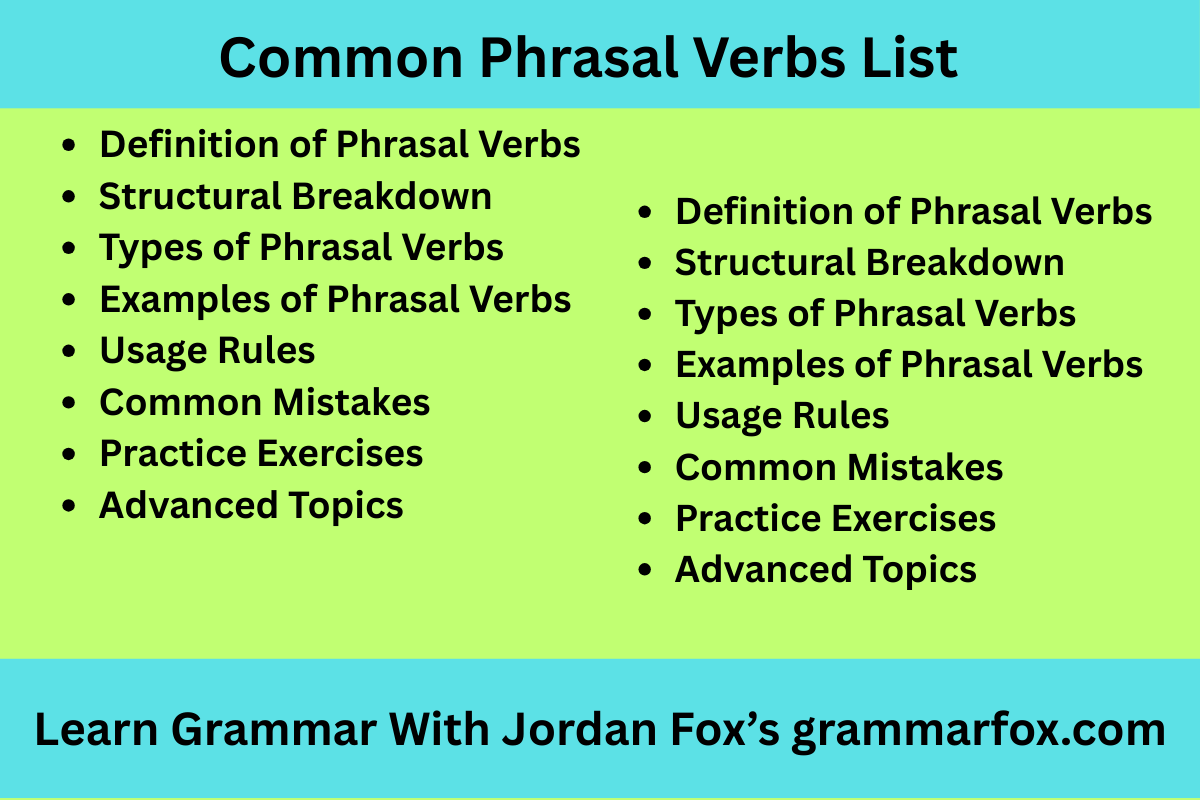 Common Phrasal Verbs List