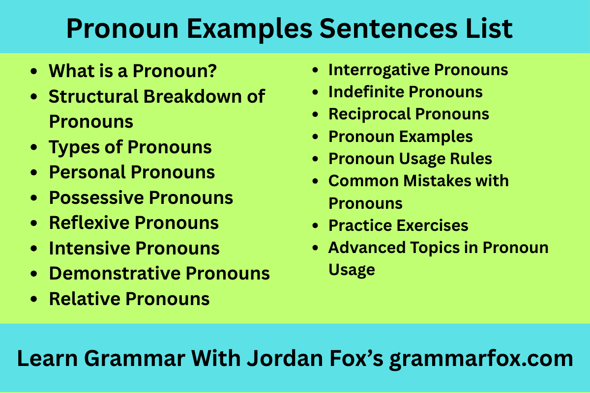 Pronoun Examples Sentences List