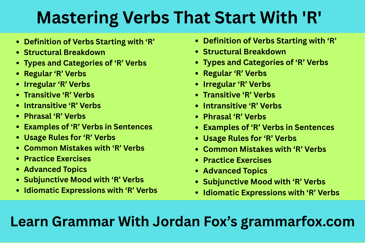 Mastering Verbs That Start With 'R'
