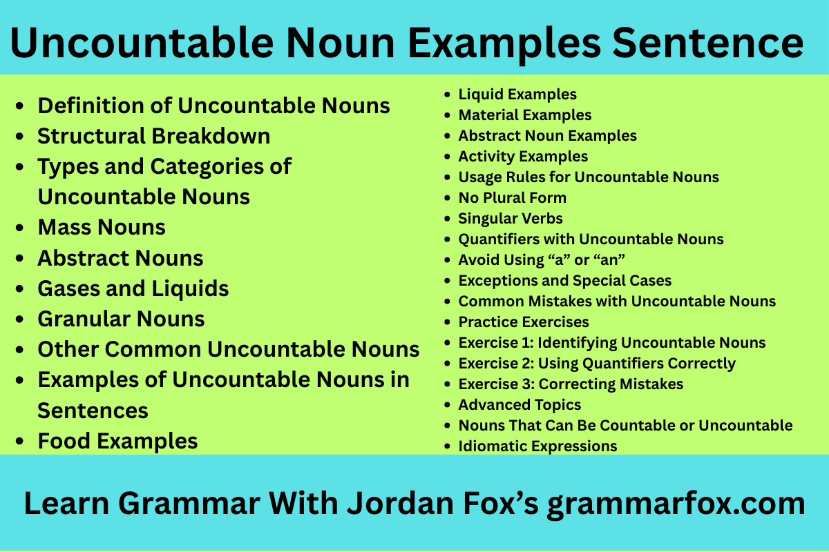 Uncountable Noun Examples Sentence