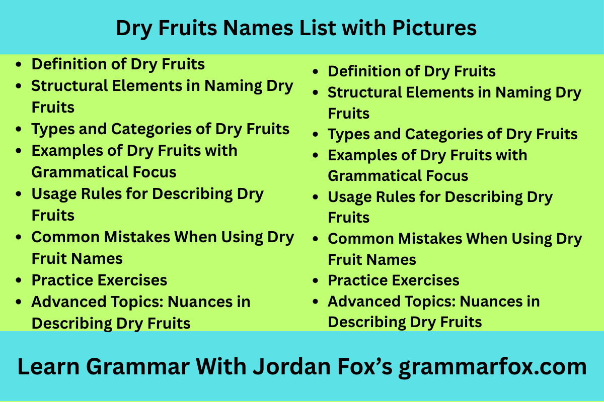 Dry Fruits Names List with Pictures