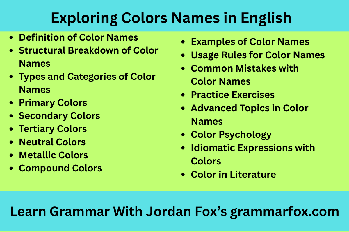 Exploring Colors Names in English