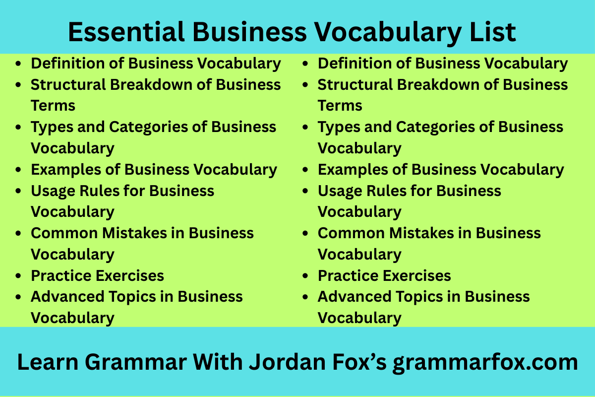 Essential Business Vocabulary List