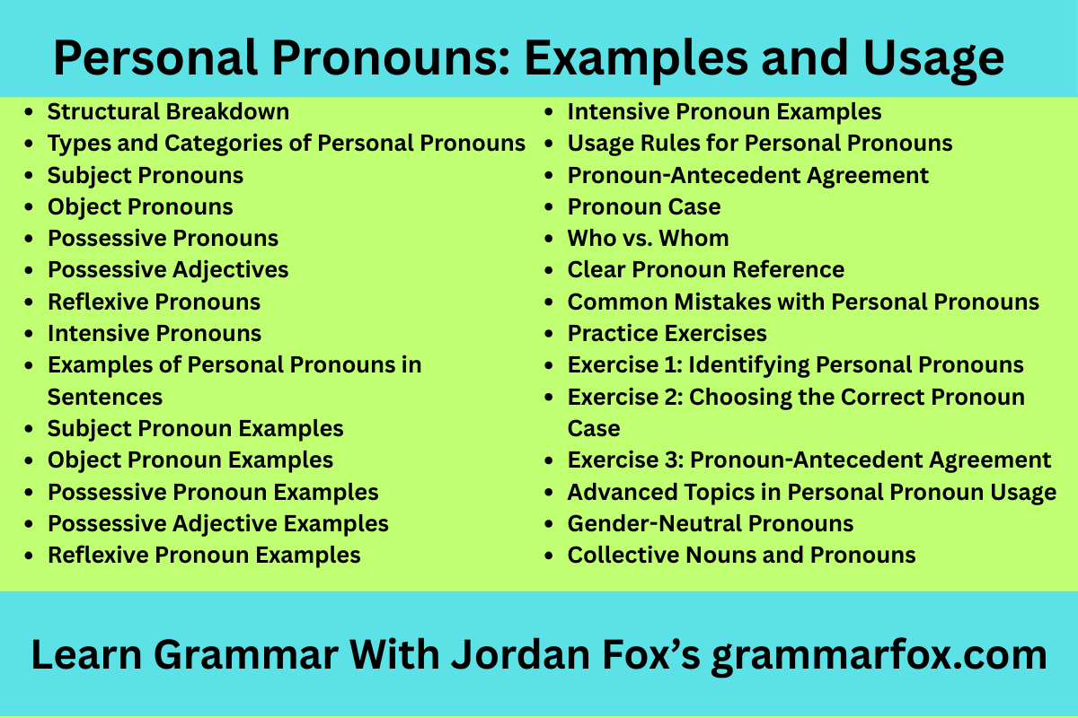 Personal Pronouns: Examples and Usage