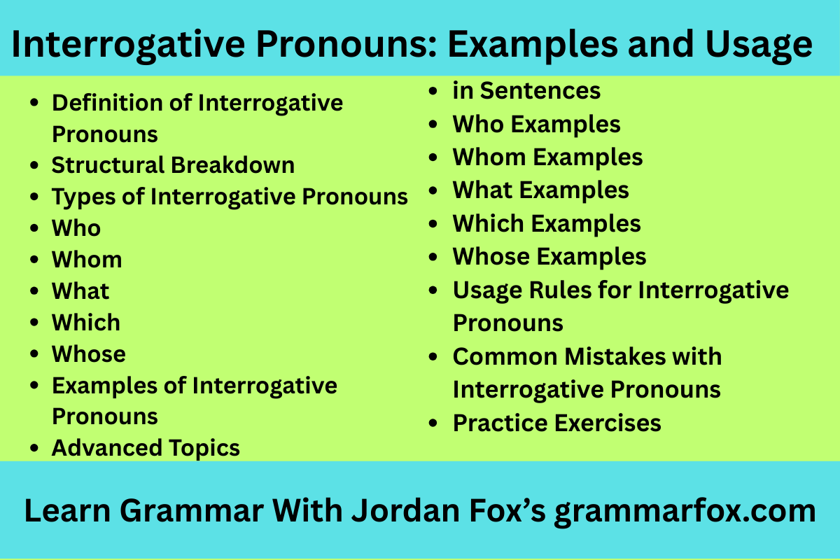Interrogative Pronouns: Examples and Usage