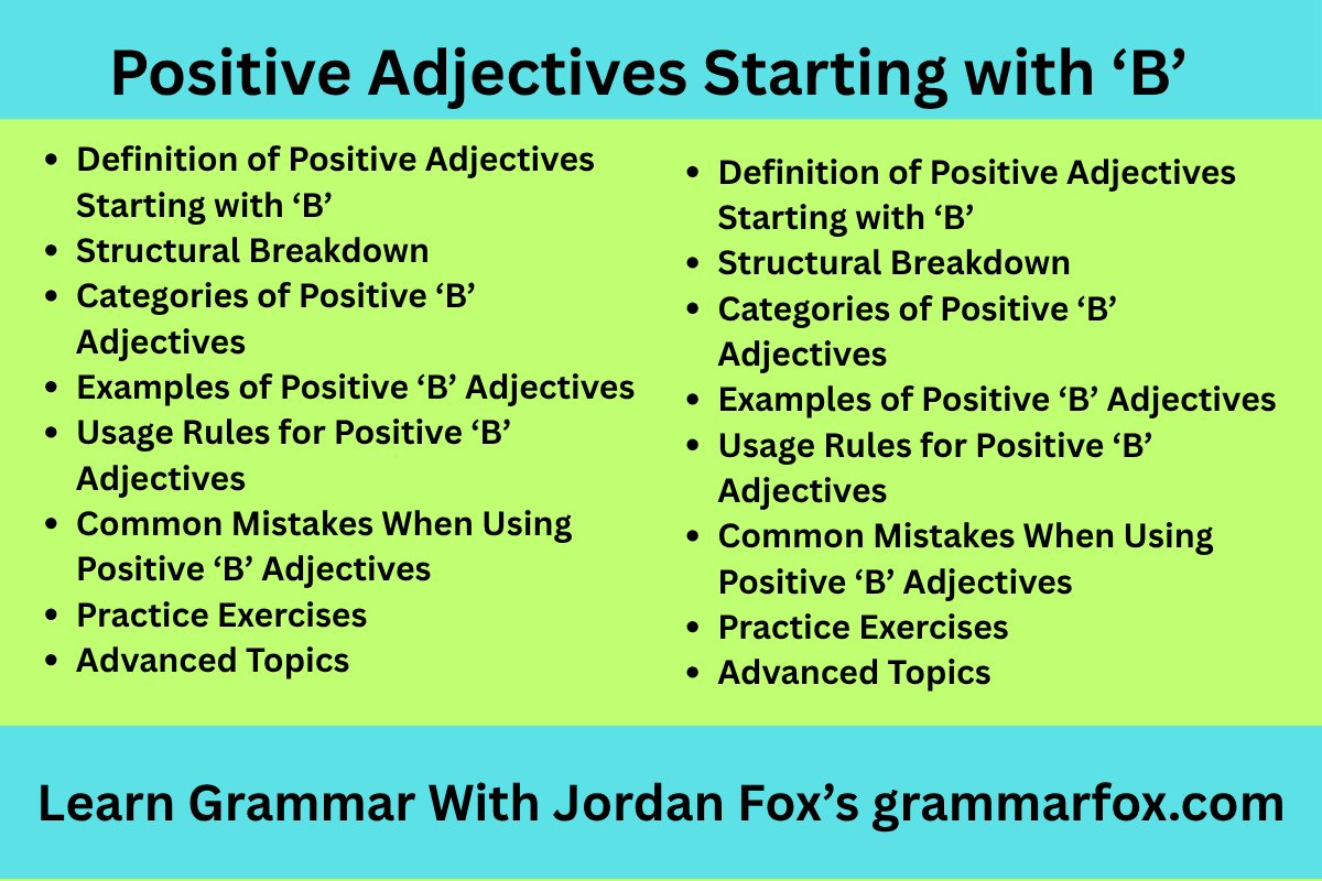 Positive Adjectives Starting with ‘B’