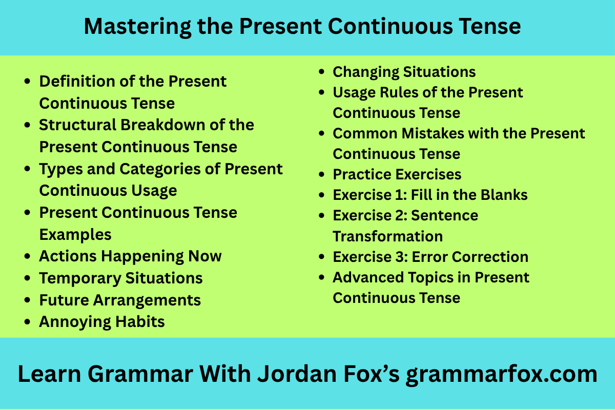 Mastering the Present Continuous Tense
