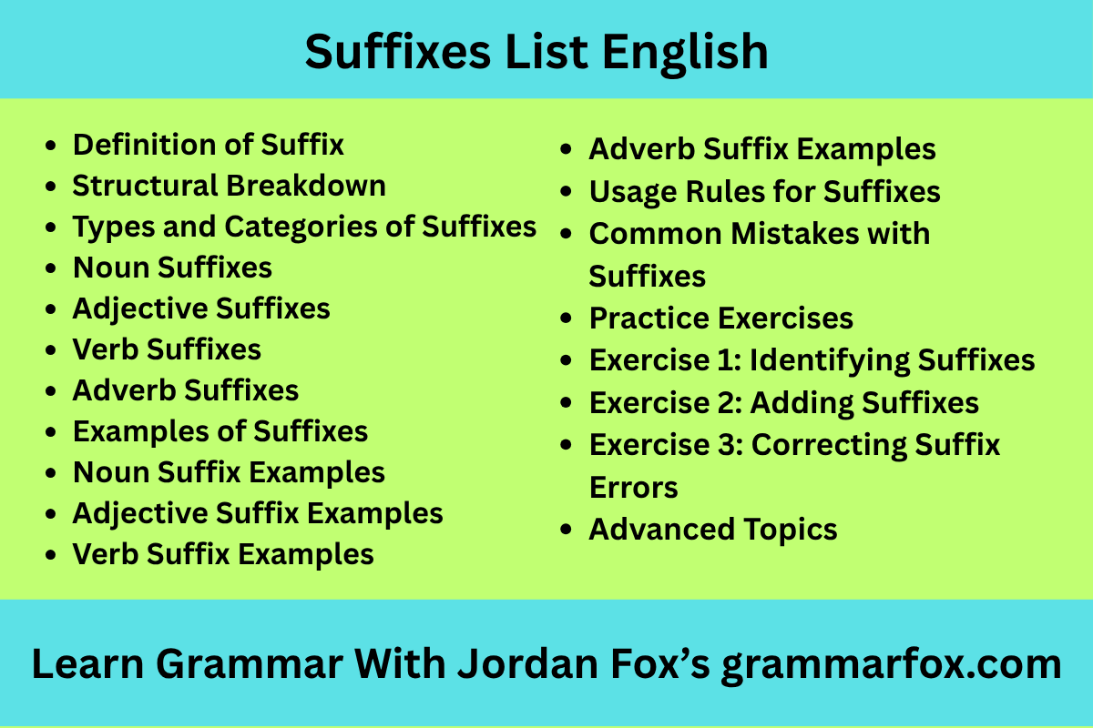 Suffixes List English