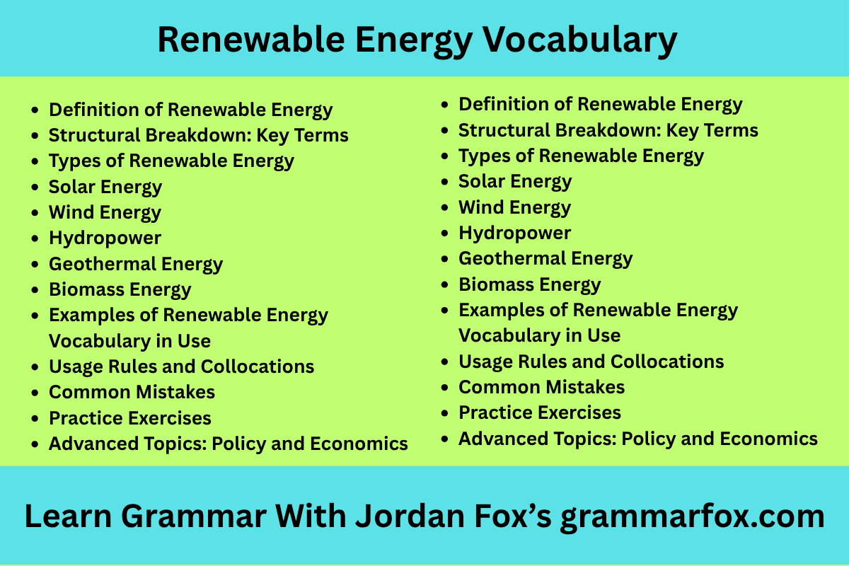 Renewable Energy Vocabulary