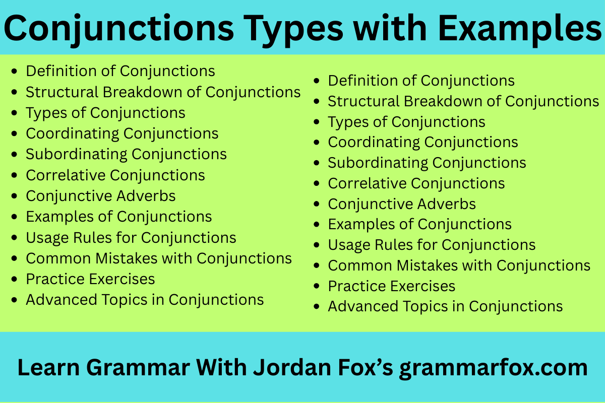 Conjunctions Types with Examples