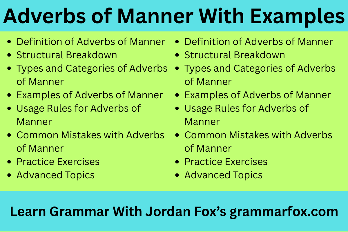 Adverbs of Manner With Examples