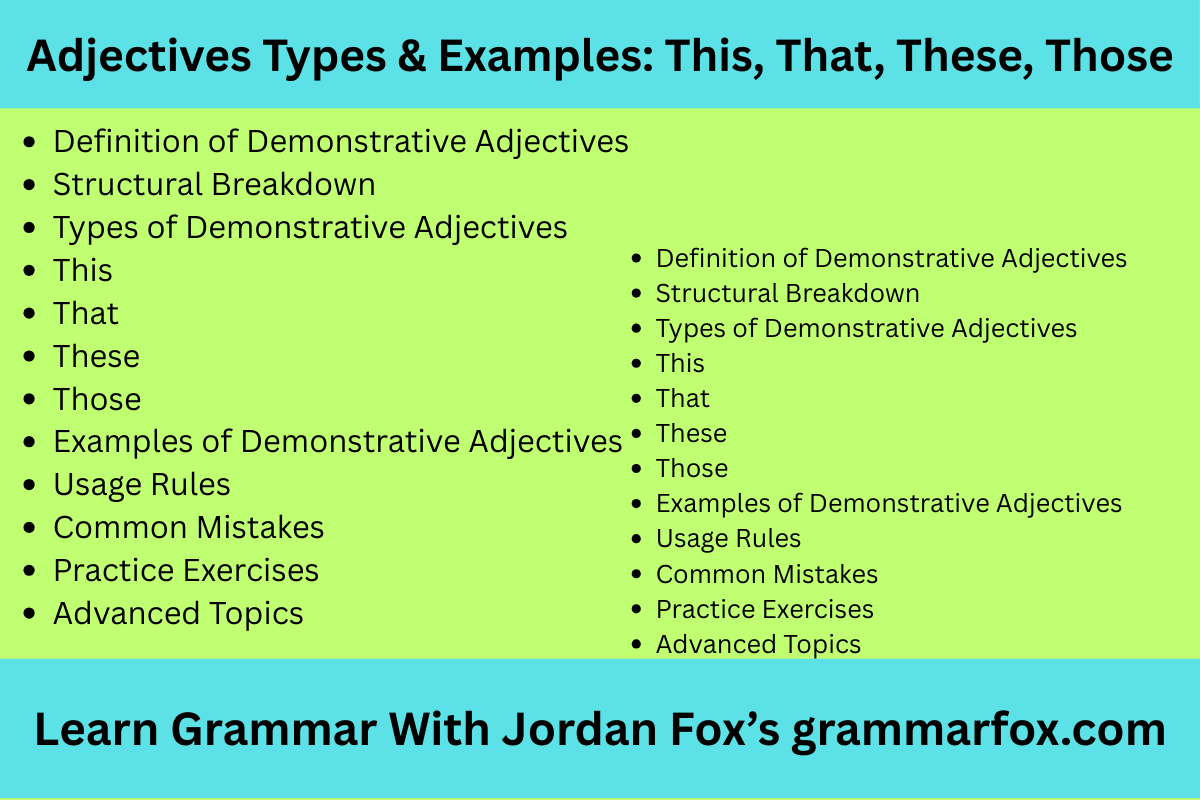 Adjectives Types & Examples: This, That, These, Those