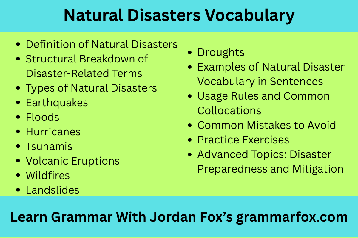 Natural Disasters Vocabulary
