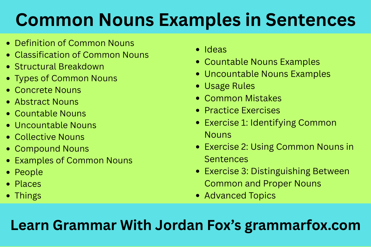 Common Nouns Examples in Sentences