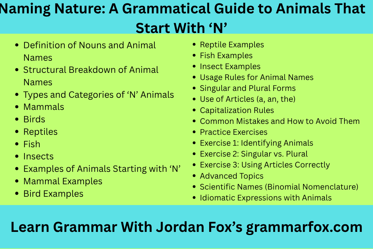 Naming Nature: A Grammatical Guide to Animals That Start With ‘N’