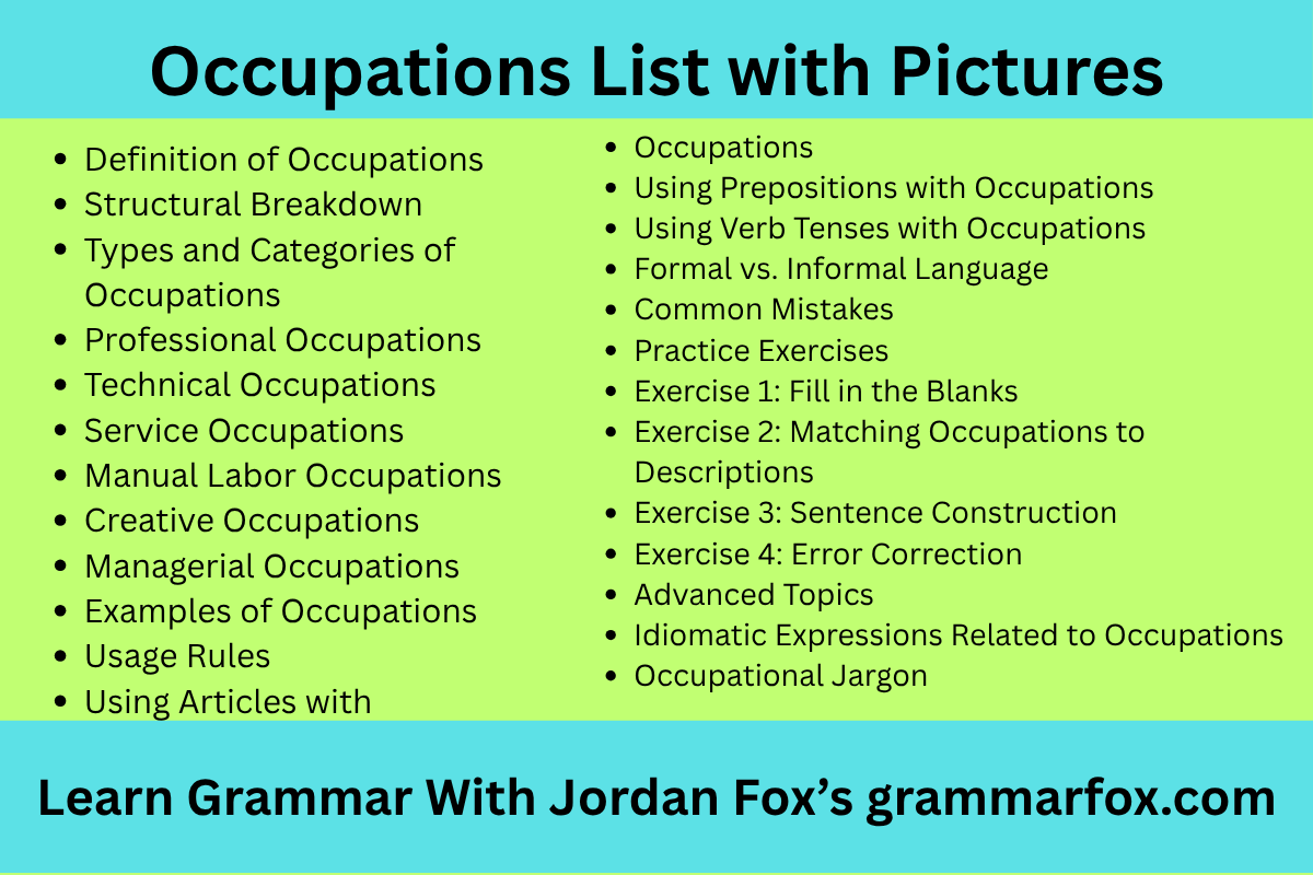 Occupations List with Pictures