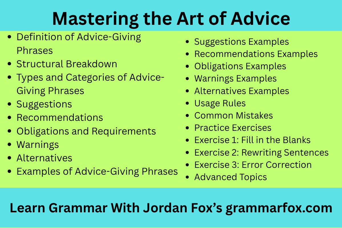 Mastering the Art of Advice