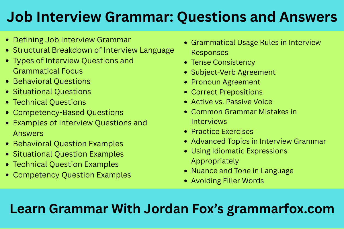 Job Interview Grammar: Questions and Answers