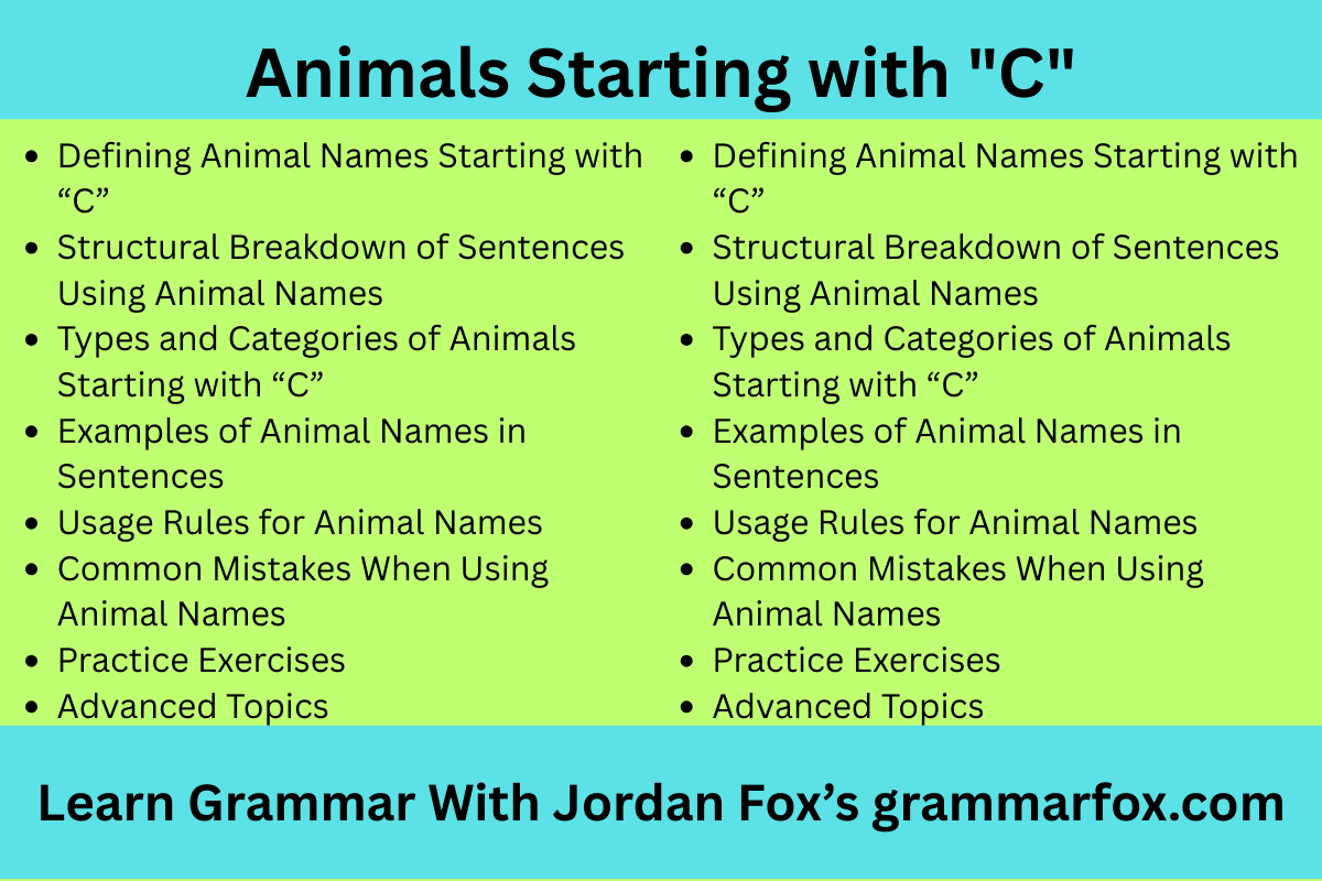 Animals Starting with "C"
