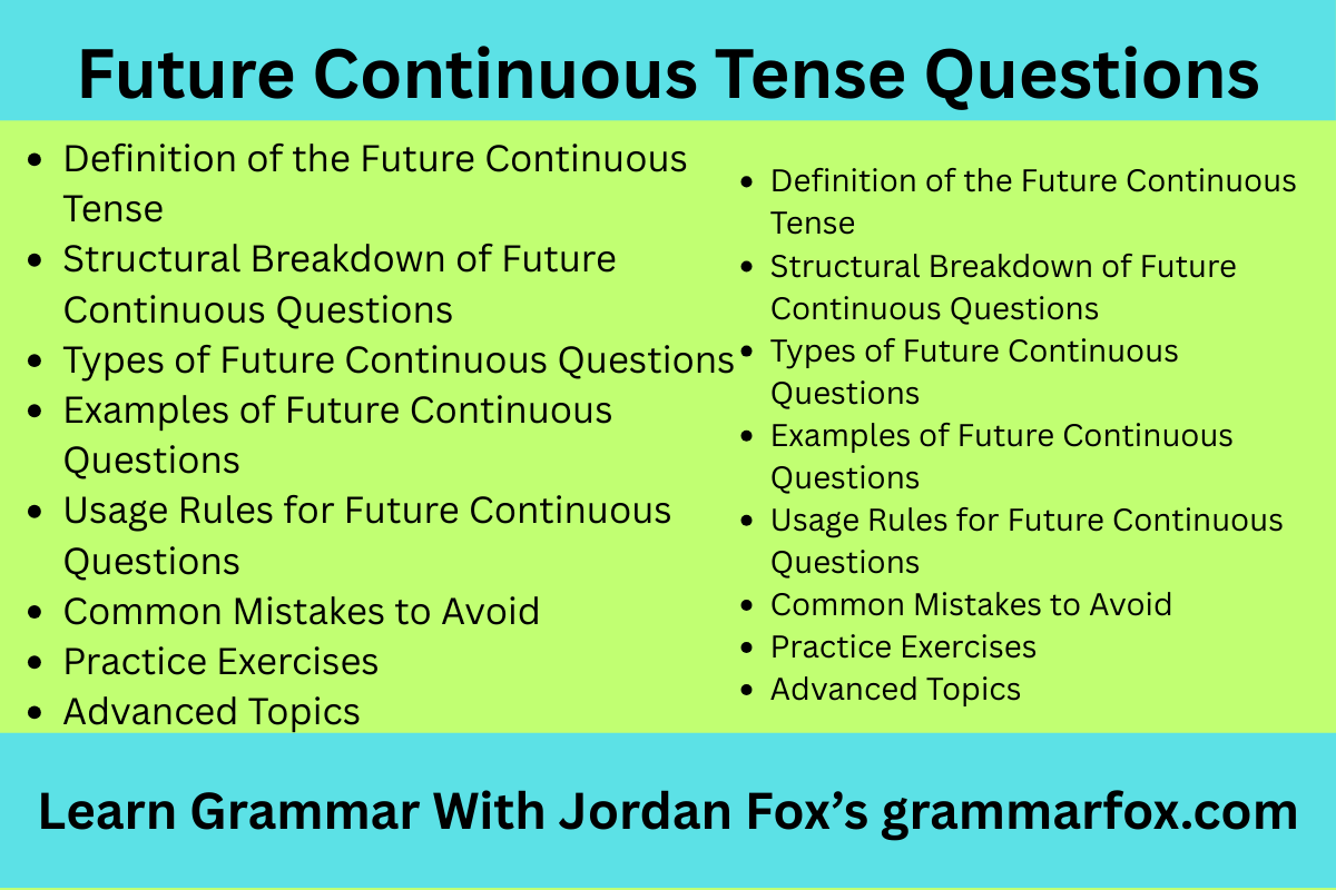 Future Continuous Tense Questions