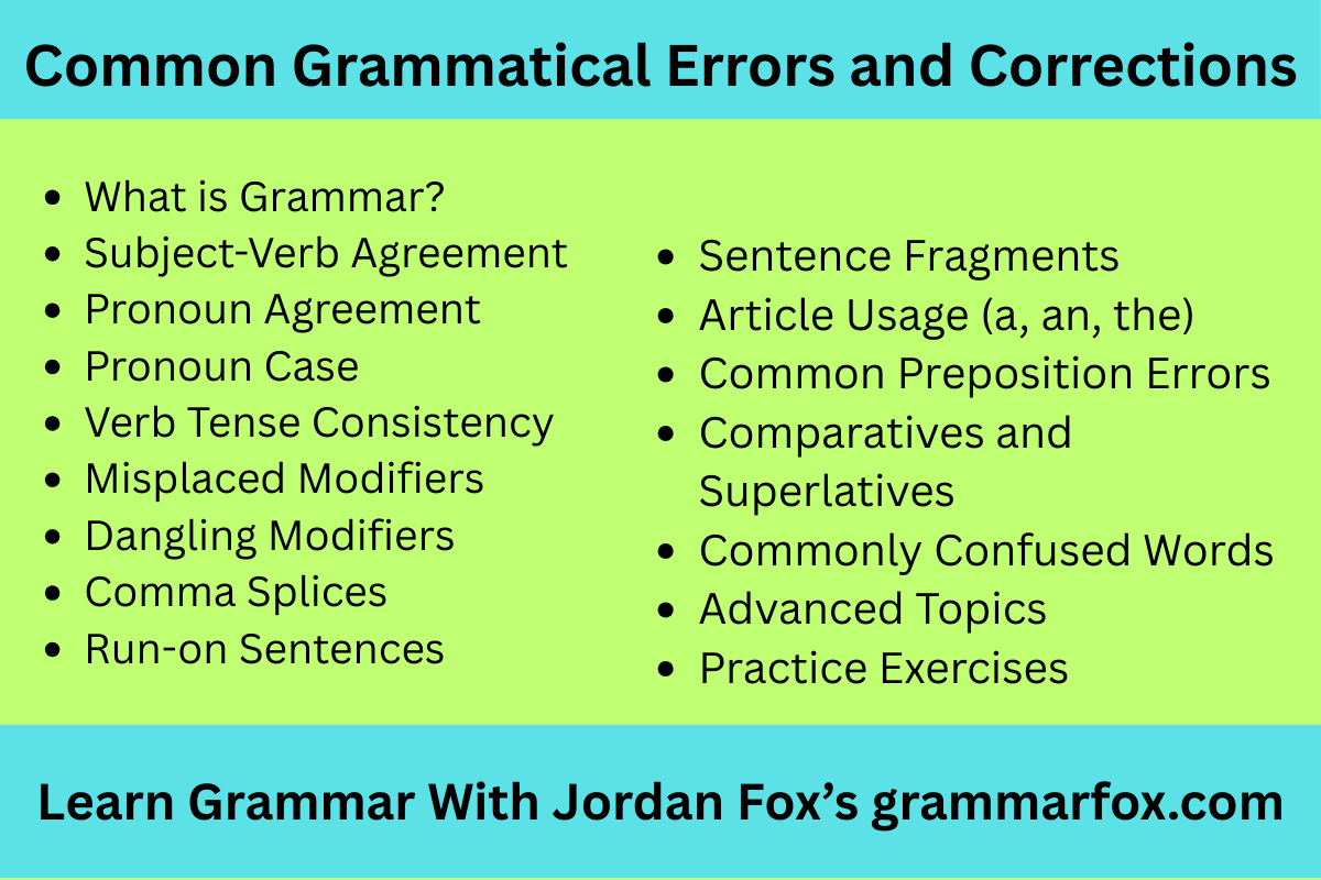 Common Grammatical Errors and Corrections