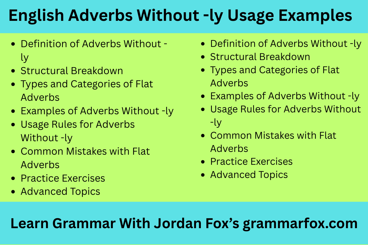 English Adverbs Without -ly Usage Examples