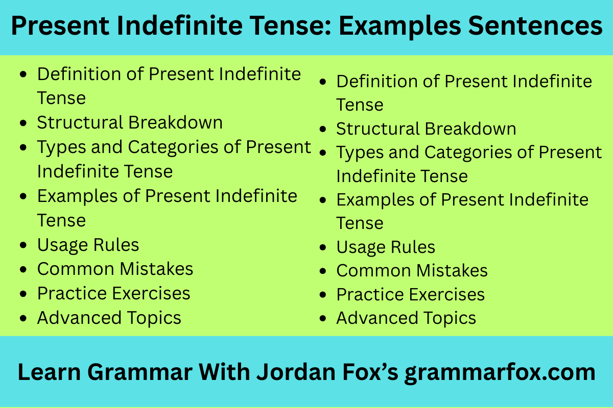 Present Indefinite Tense: Examples Sentences