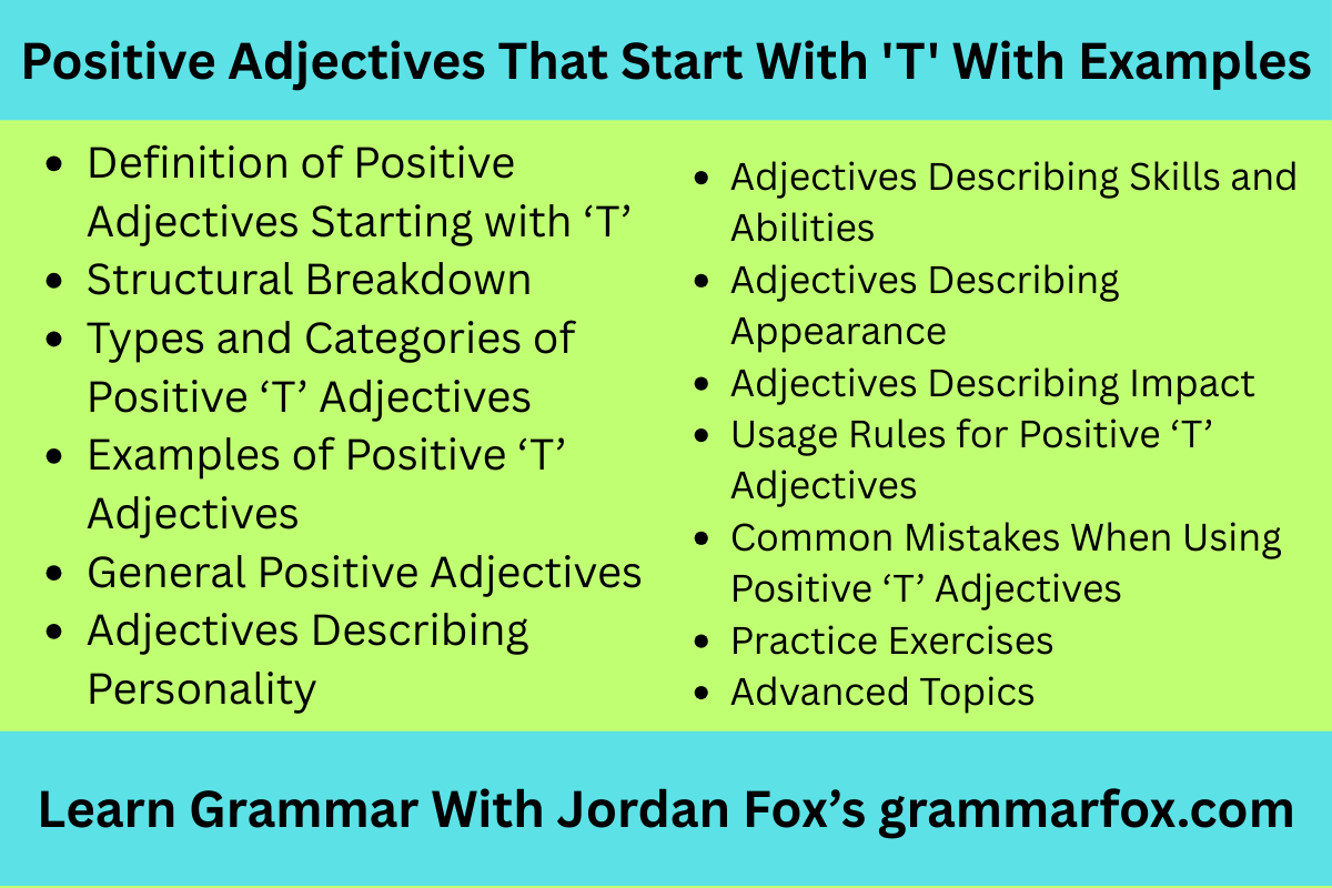 Positive Adjectives That Start With 'T' With Examples