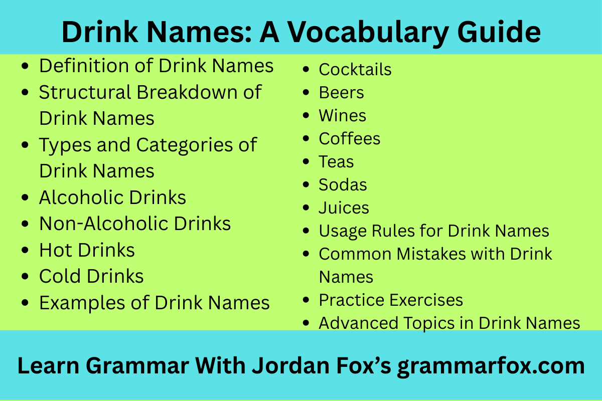 Drink Names: A Vocabulary Guide