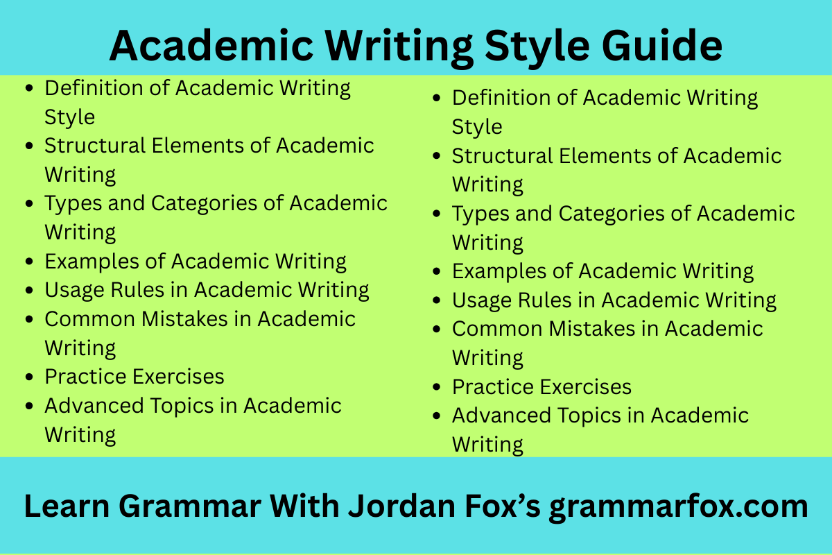 Academic Writing Style Guide