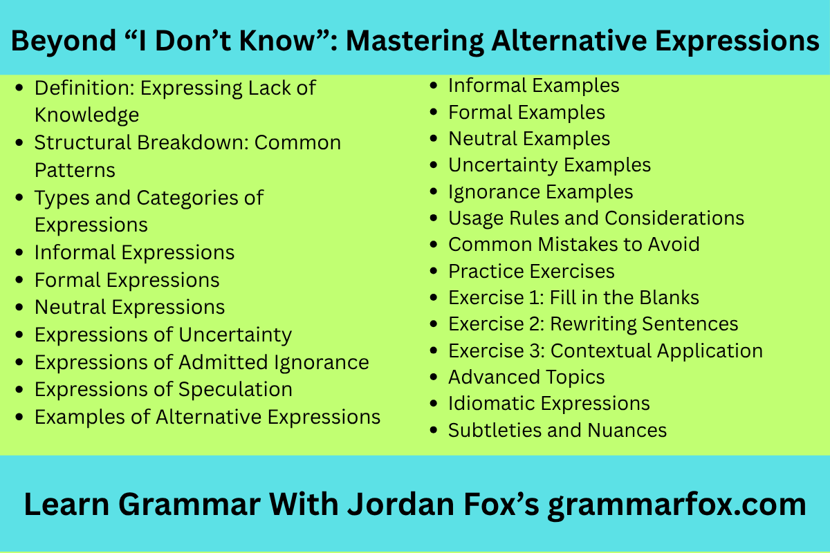 Beyond “I Don’t Know”: Mastering Alternative Expressions