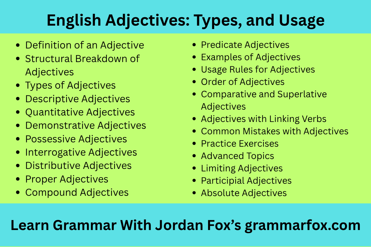 English Adjectives: Types, and Usage