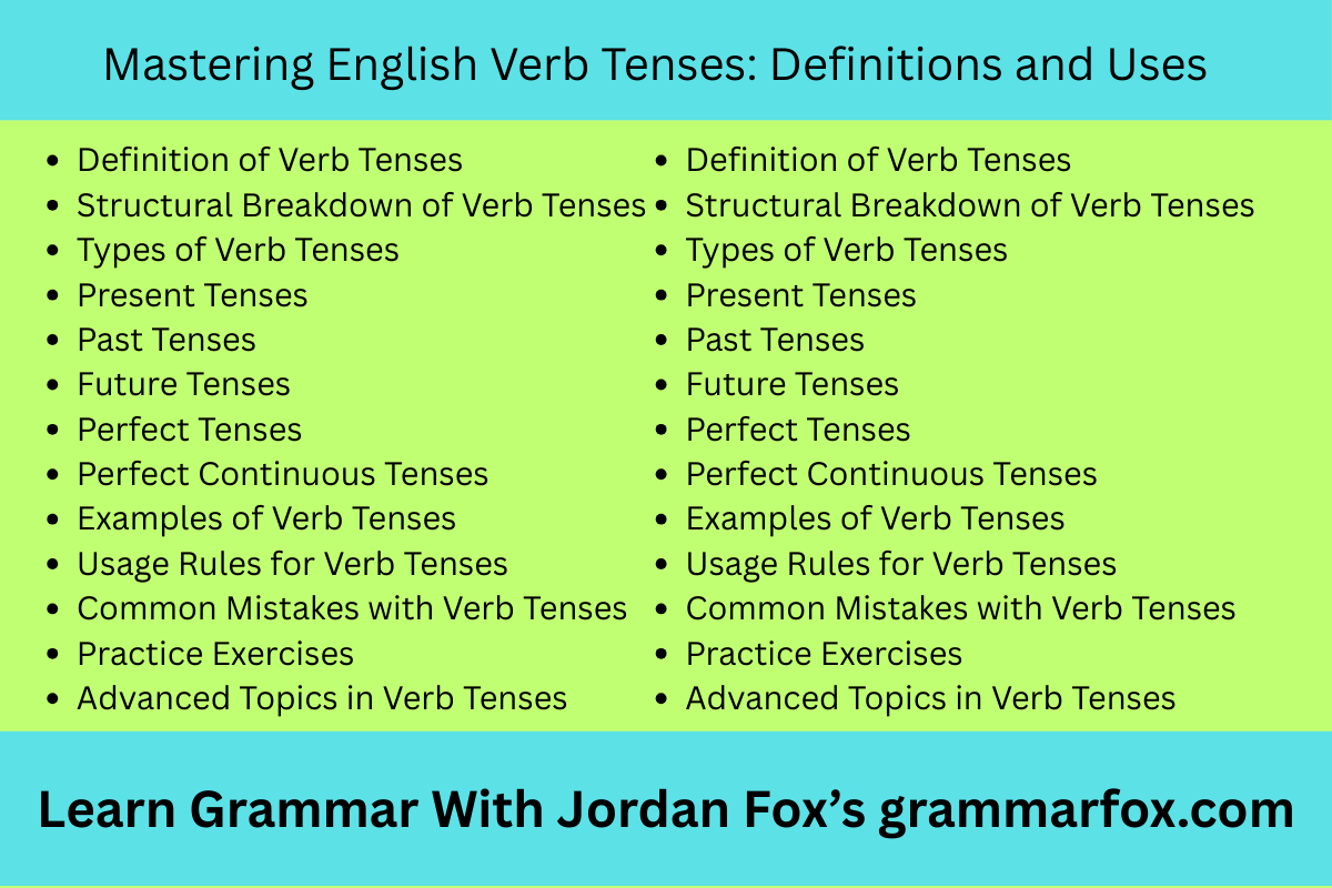 Mastering English Verb Tenses: Definitions and Uses