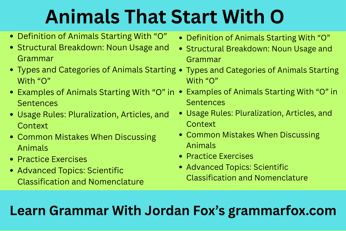 Animals That Start With O