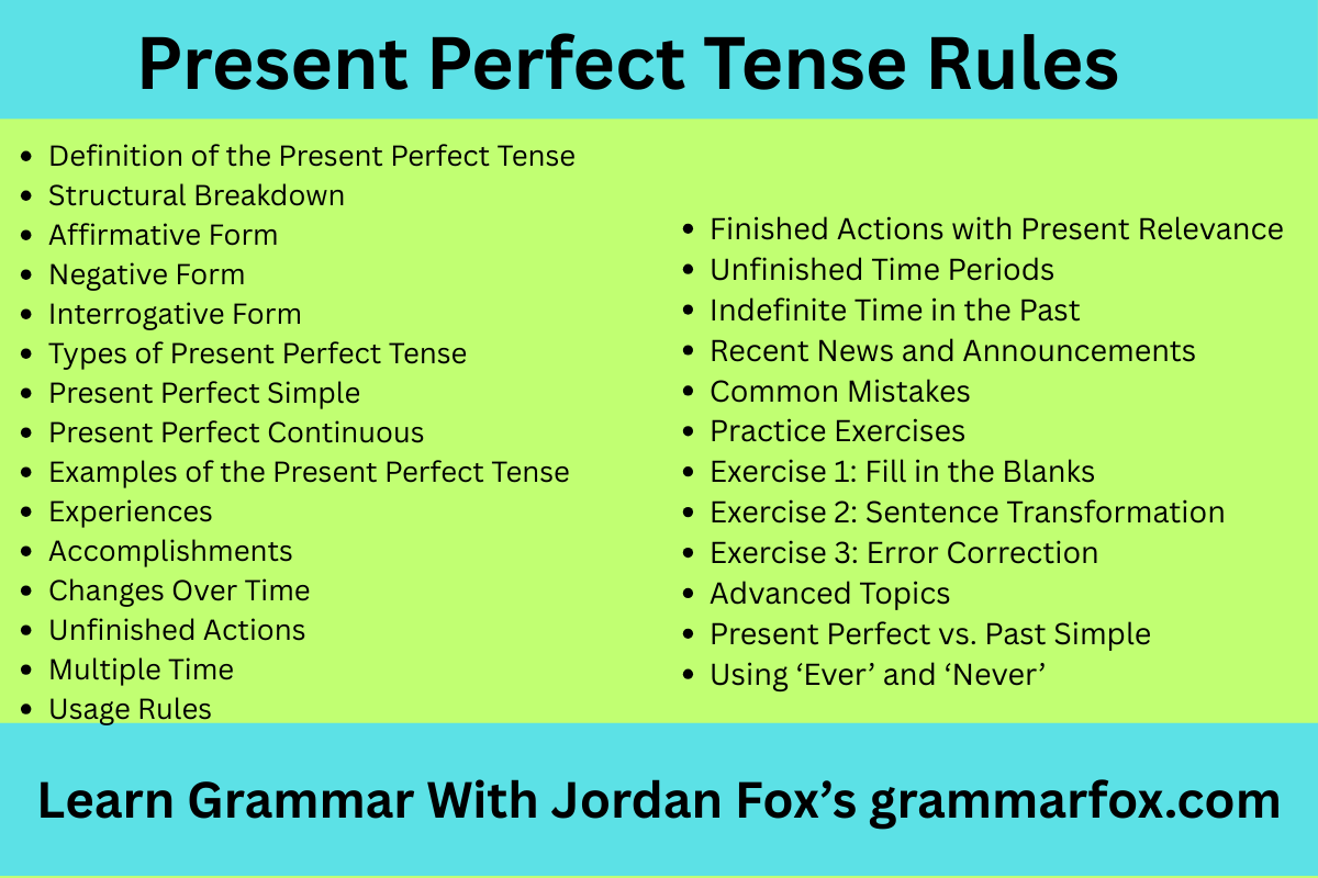 Present Perfect Tense Rules