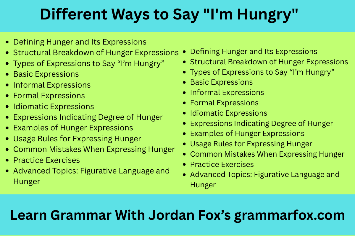 Different Ways to Say "I'm Hungry"
