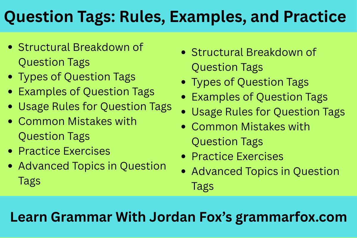 Question Tags: Rules, Examples, and Practice