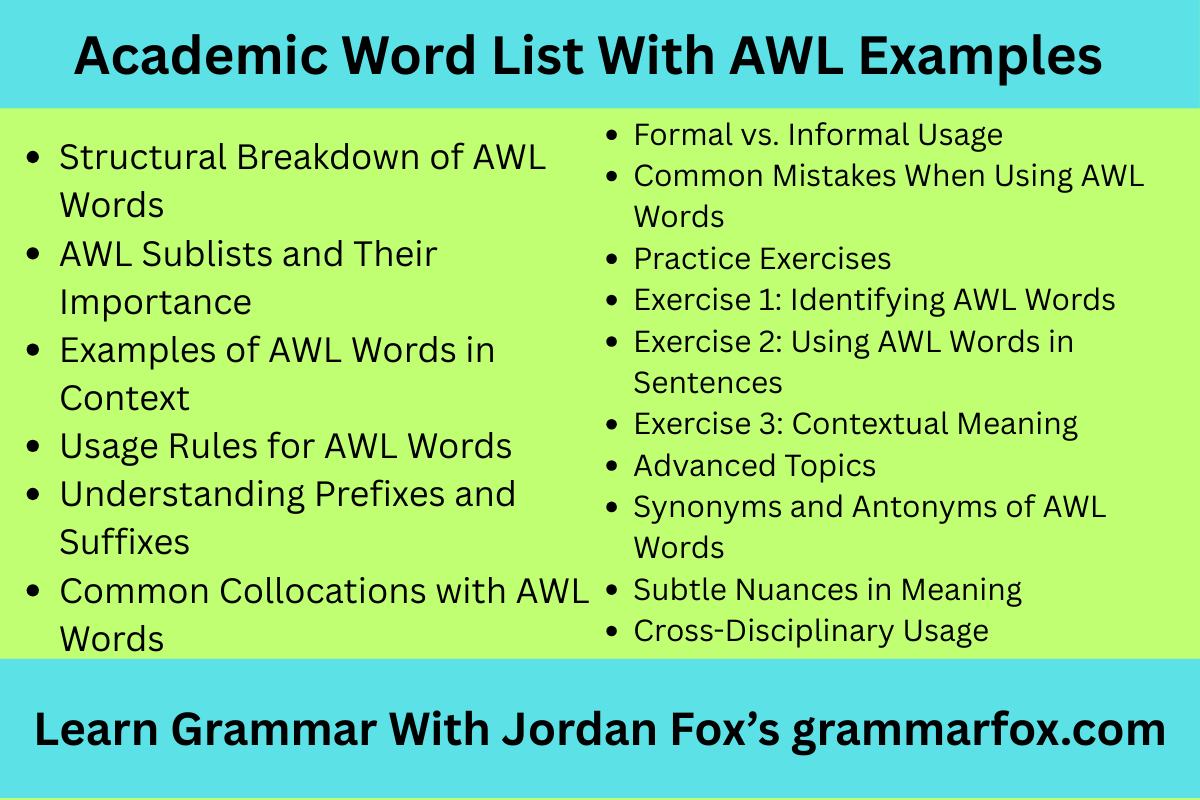 Academic Word List With AWL Examples
