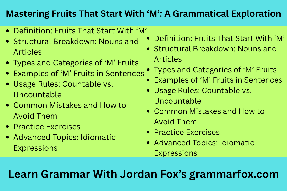 Mastering Fruits That Start With ‘M’: A Grammatical Exploration