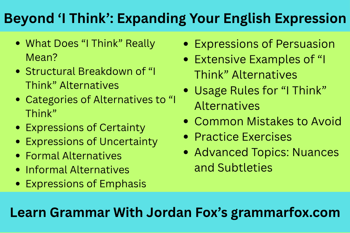 Beyond ‘I Think’: Expanding Your English Expression